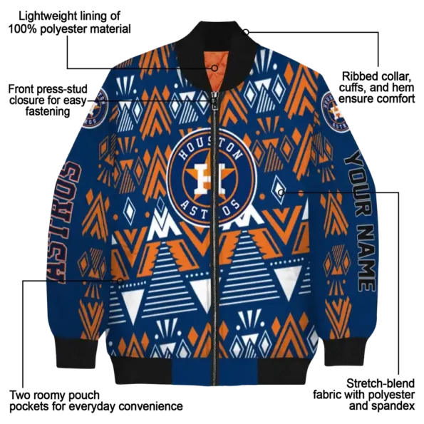 custom houston astros pyramid shapes blue bomber jacket new arrival