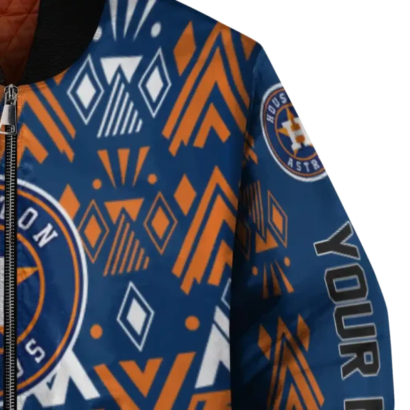 custom houston astros pyramid shapes blue bomber jacket premium grade
