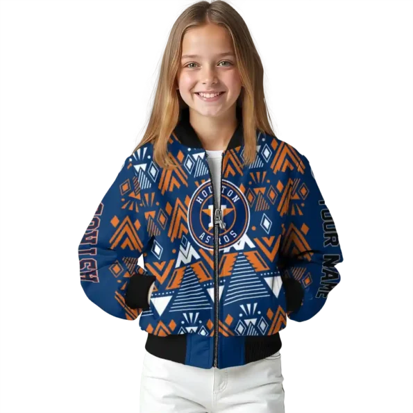 custom houston astros pyramid shapes blue bomber jacket top rated