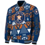custom houston astros pyramid shapes blue varsity jacket best selling