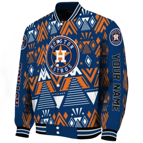 custom houston astros pyramid shapes blue varsity jacket best selling