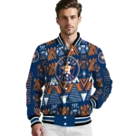 custom houston astros pyramid shapes blue varsity jacket best selling