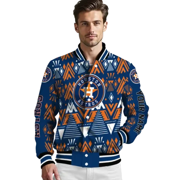custom houston astros pyramid shapes blue varsity jacket high quality