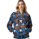 custom houston astros pyramid shapes blue varsity jacket best selling