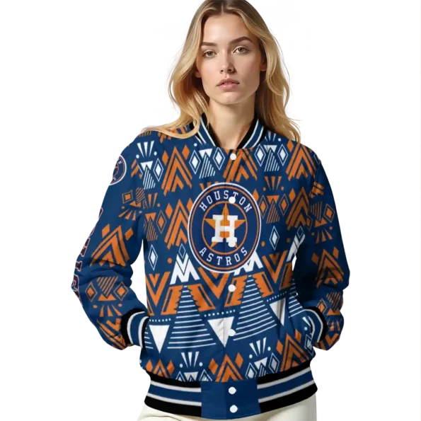custom houston astros pyramid shapes blue varsity jacket latest model