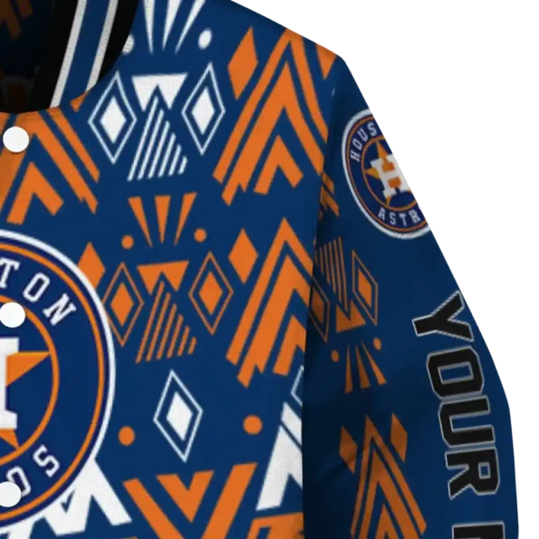 custom houston astros pyramid shapes blue varsity jacket premium grade