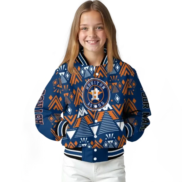 custom houston astros pyramid shapes blue varsity jacket top rated