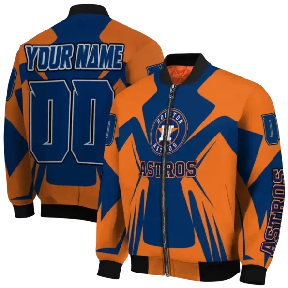 custom houston astros spider mark blue orange crocs bomber jacket fashion forward