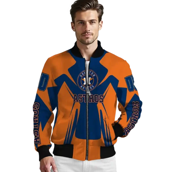 custom houston astros spider mark blue orange crocs bomber jacket high quality