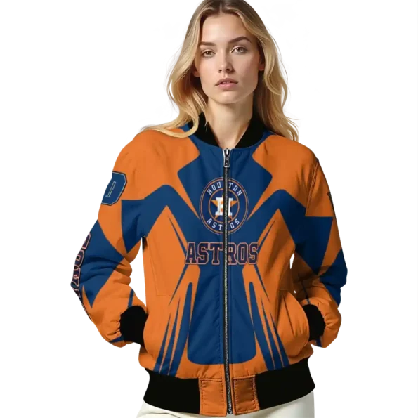 custom houston astros spider mark blue orange crocs bomber jacket latest model