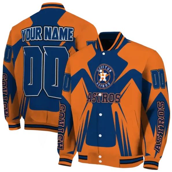custom houston astros spider mark blue orange crocs varsity jacket fashion forward
