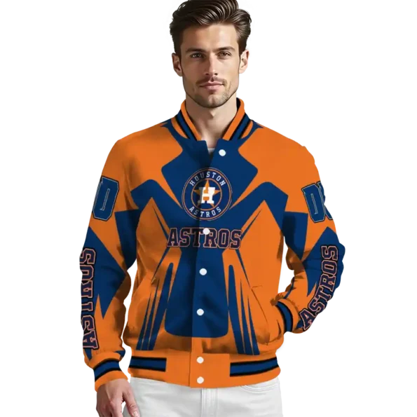 custom houston astros spider mark blue orange crocs varsity jacket high quality