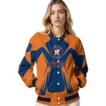 custom houston astros spider mark blue orange crocs varsity jacket best selling