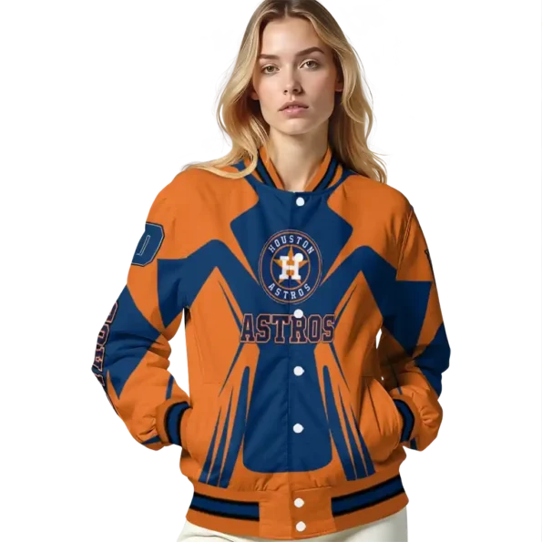 custom houston astros spider mark blue orange crocs varsity jacket latest model
