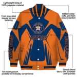 custom houston astros spider mark blue orange crocs varsity jacket best selling