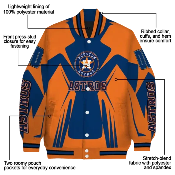 custom houston astros spider mark blue orange crocs varsity jacket new arrival