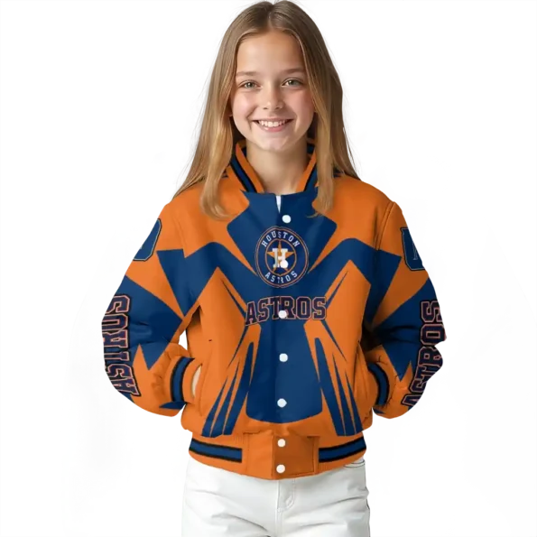 custom houston astros spider mark blue orange crocs varsity jacket top rated