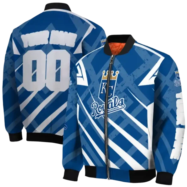 custom kansas city royals chevron angles royal blue bomber jacket fashion forward