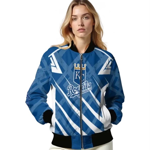 custom kansas city royals chevron angles royal blue bomber jacket latest model