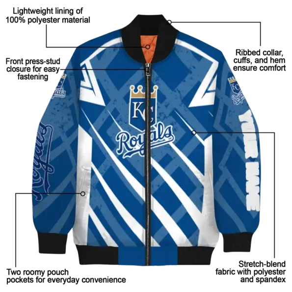 custom kansas city royals chevron angles royal blue bomber jacket new arrival