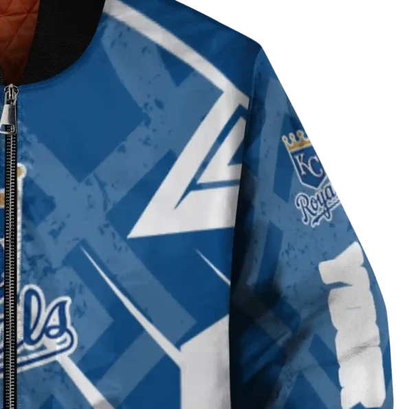 custom kansas city royals chevron angles royal blue bomber jacket premium grade