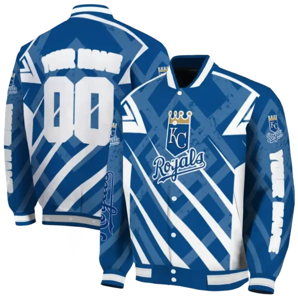 custom kansas city royals chevron angles royal blue varsity jacket fashion forward