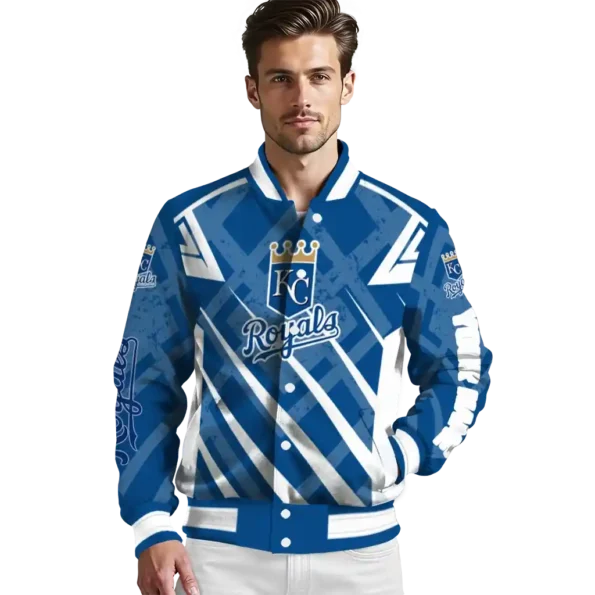 custom kansas city royals chevron angles royal blue varsity jacket high quality