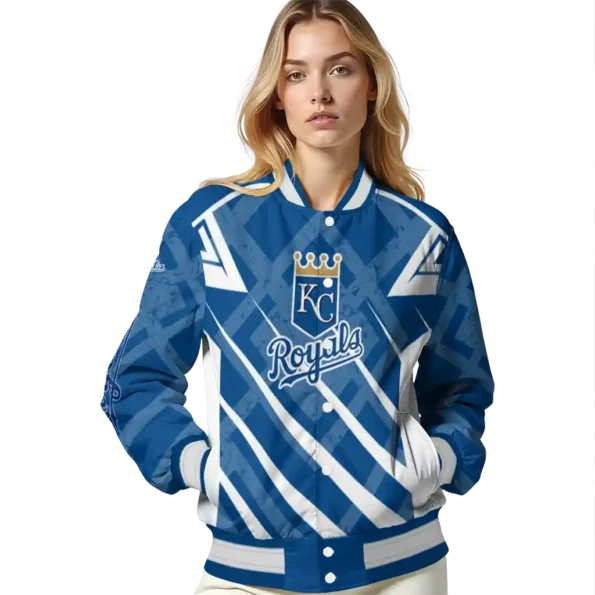 custom kansas city royals chevron angles royal blue varsity jacket latest model