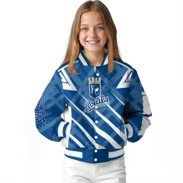 custom kansas city royals chevron angles royal blue varsity jacket top rated