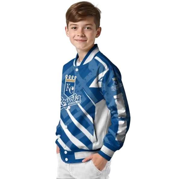 custom kansas city royals chevron angles royal blue varsity jacket trendy