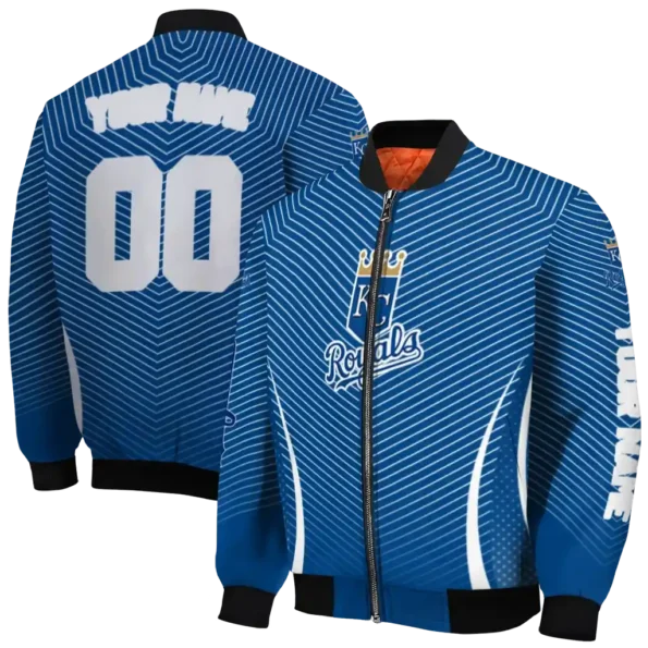 custom kansas city royals chevron arrow royal blue bomber jacket fashion forward