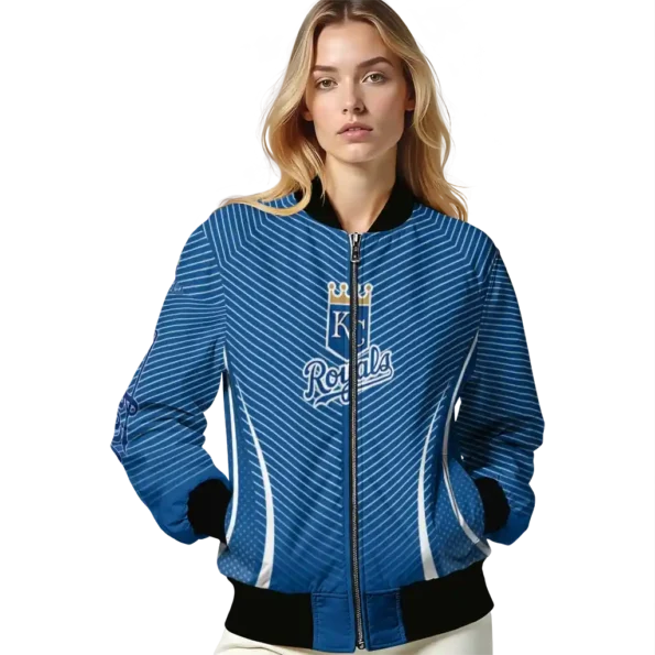 custom kansas city royals chevron arrow royal blue bomber jacket latest model