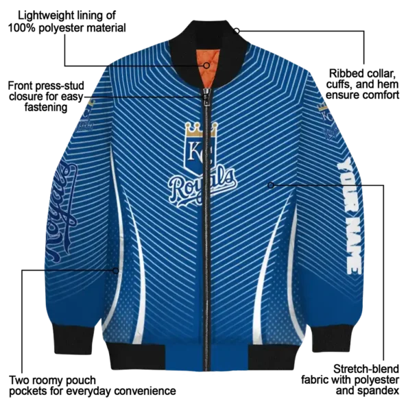 custom kansas city royals chevron arrow royal blue bomber jacket new arrival
