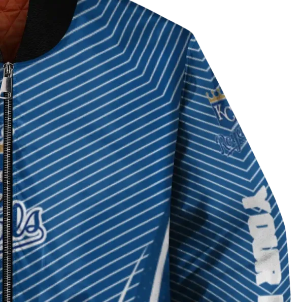 custom kansas city royals chevron arrow royal blue bomber jacket premium grade
