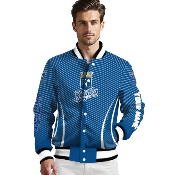 custom kansas city royals chevron arrow royal blue varsity jacket high quality
