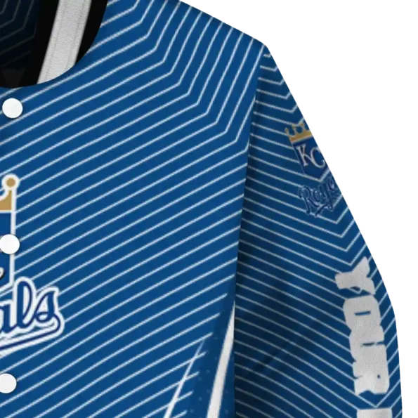 custom kansas city royals chevron arrow royal blue varsity jacket premium grade