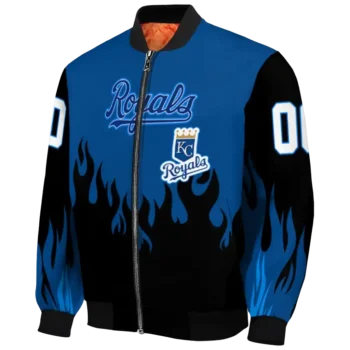 custom kansas city royals flame border royal blue black bomber jacket best selling
