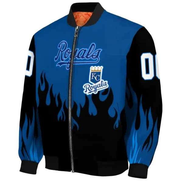 custom kansas city royals flame border royal blue black bomber jacket best selling