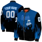 custom kansas city royals flame border royal blue black bomber jacket best selling