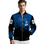custom kansas city royals flame border royal blue black bomber jacket best selling