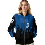 custom kansas city royals flame border royal blue black bomber jacket best selling