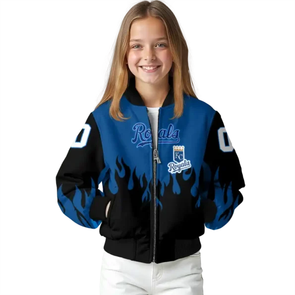 custom kansas city royals flame border royal blue black bomber jacket top rated