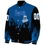 custom kansas city royals flame border royal blue black varsity jacket best selling