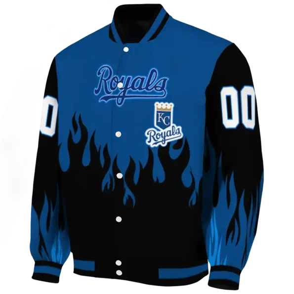 custom kansas city royals flame border royal blue black varsity jacket best selling