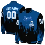 custom kansas city royals flame border royal blue black varsity jacket best selling
