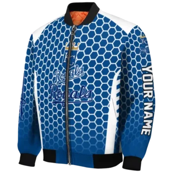 custom kansas city royals hexagon grid royal blue bomber jacket best selling