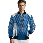 custom kansas city royals hexagon grid royal blue bomber jacket best selling