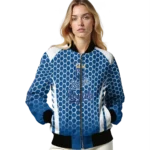 custom kansas city royals hexagon grid royal blue bomber jacket best selling