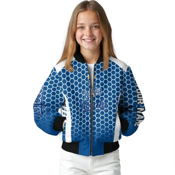 custom kansas city royals hexagon grid royal blue bomber jacket top rated