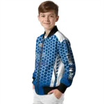 custom kansas city royals hexagon grid royal blue bomber jacket best selling